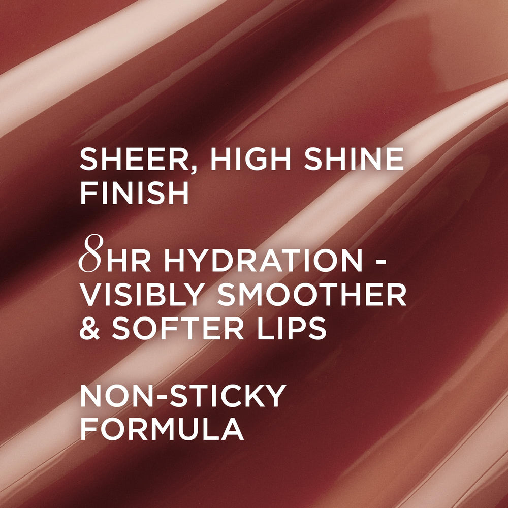 IT Cosmetics Confidence in a Serum Lip Gloss Self-Worth swatch on lips with soft pink beige shine
