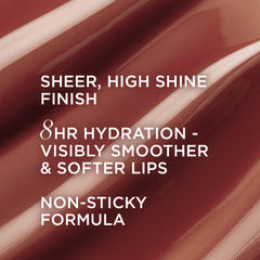 IT Cosmetics Confidence in a Serum Lip Gloss Self-Worth swatch on lips with soft pink beige shine