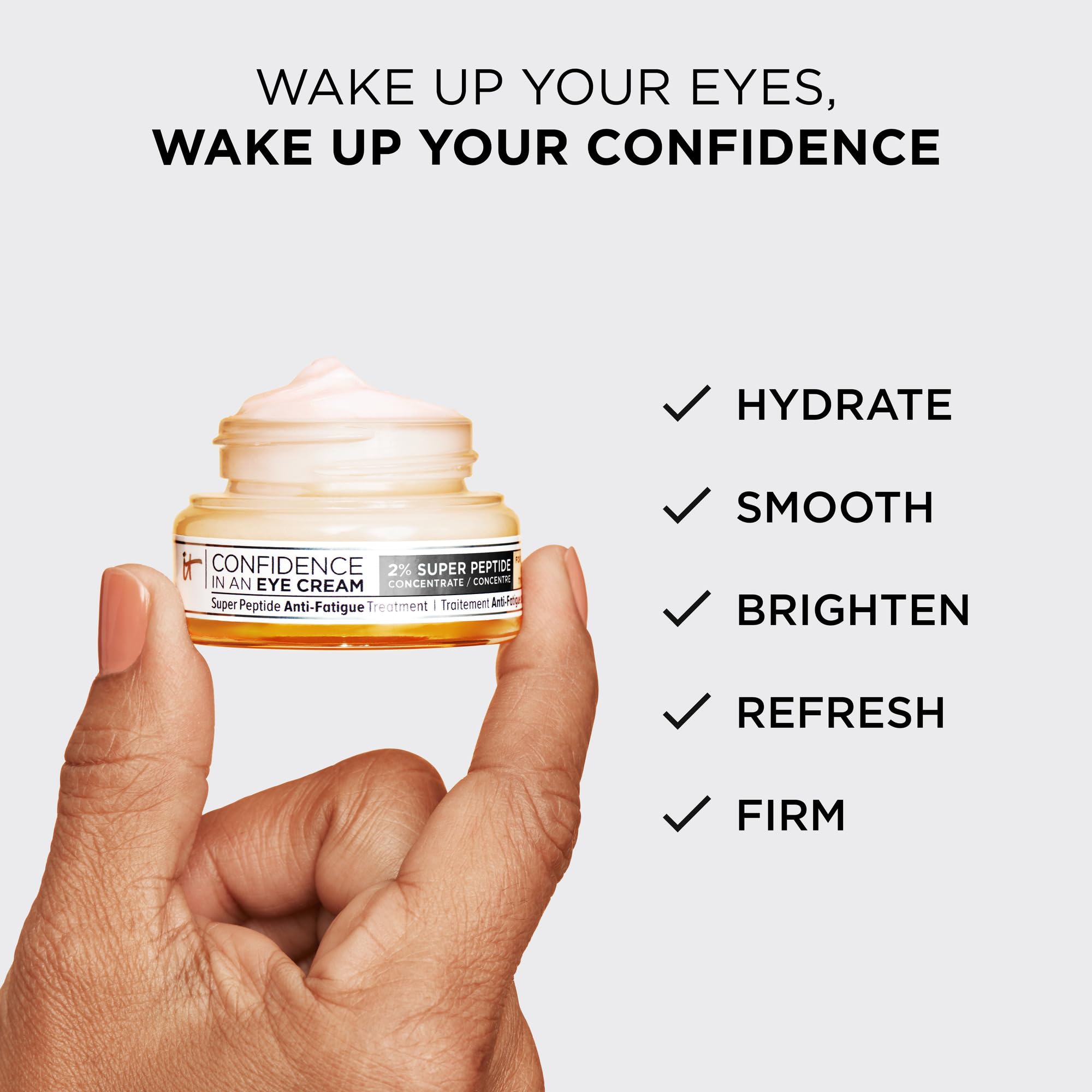 IT Cosmetics Confidence in an Eye Cream inner-eye-area application in use.