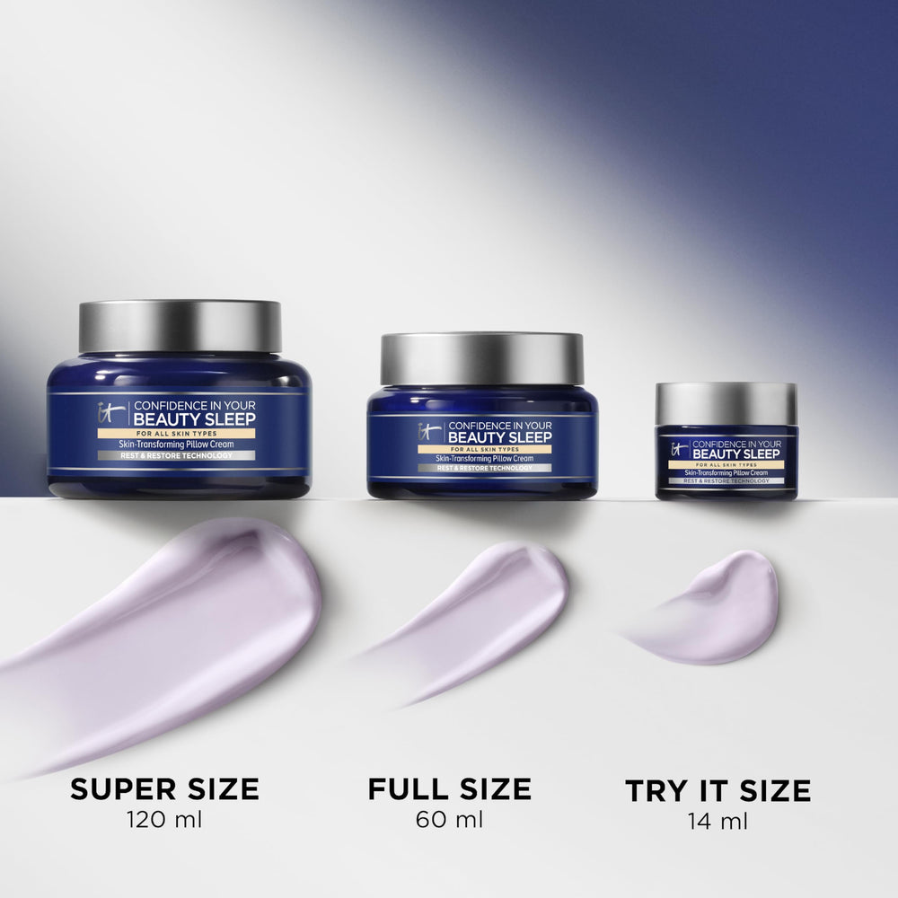 IT Cosmetics Confidence in Your Beauty Sleep pillow-proof formula demonstrated on pillow