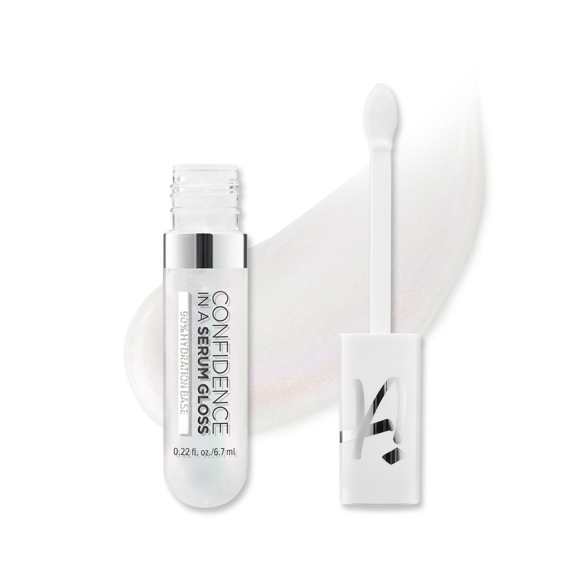 IT Cosmetics Confidence in a Serum Lip Gloss Self-Assured Clear Shimmer close-up for instant hydration and high shine.