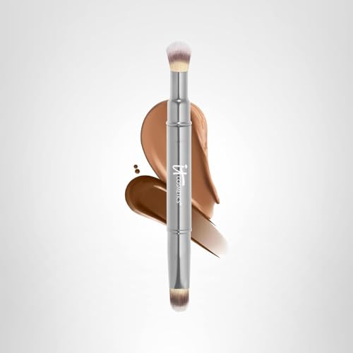 IT Cosmetics Heavenly Luxe Dual Airbrush Concealer Brush #2 application guide for airbrushed finish.