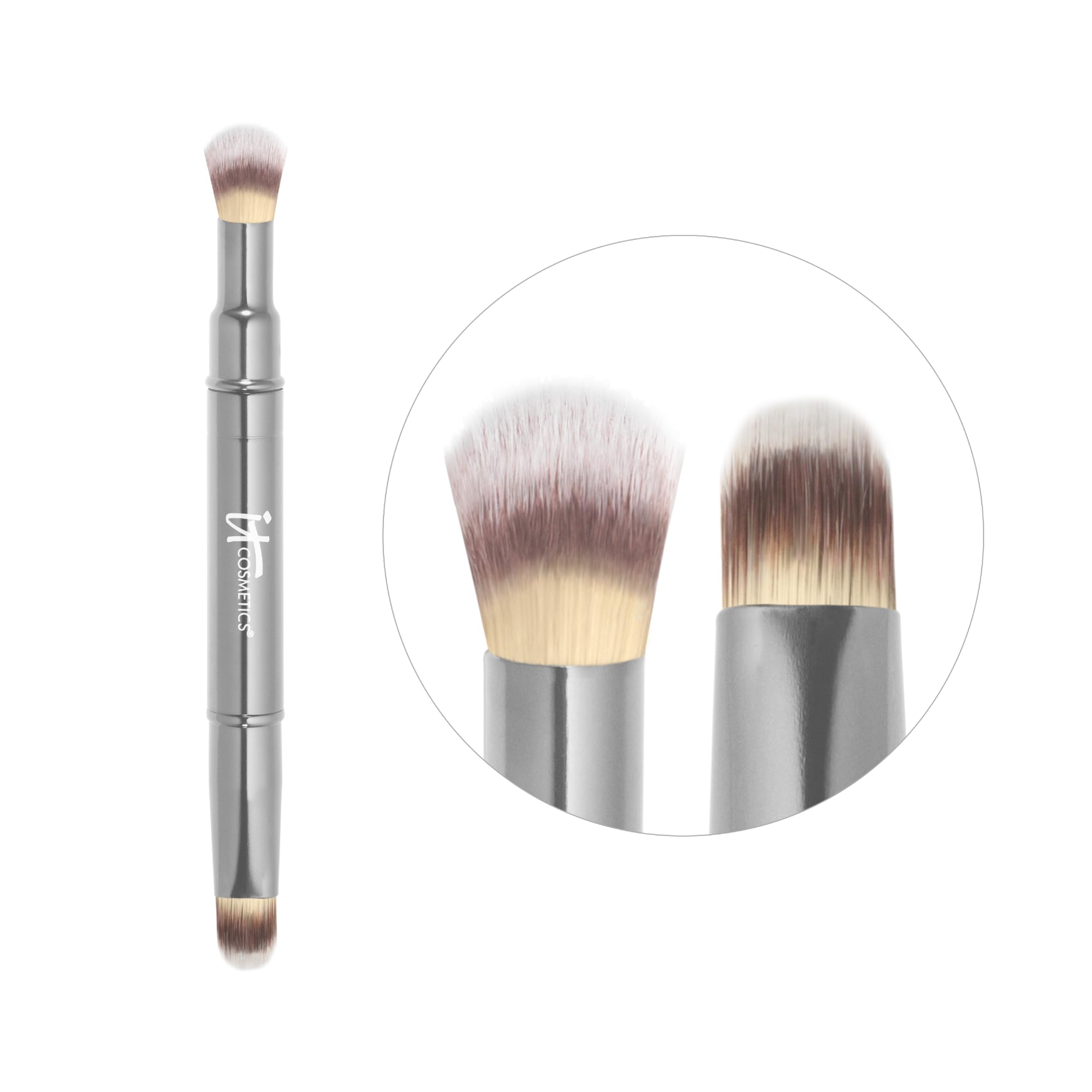 IT Cosmetics Heavenly Luxe Dual Airbrush Concealer Brush #2 reaches under eyes and nose for targeted coverage.