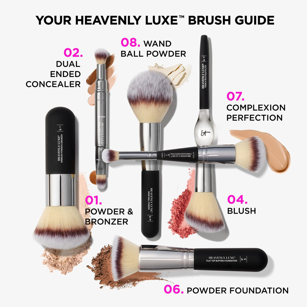 IT Cosmetics Heavenly Luxe Dual Airbrush Concealer Brush #2 two-in-one design blends and applies with ease.