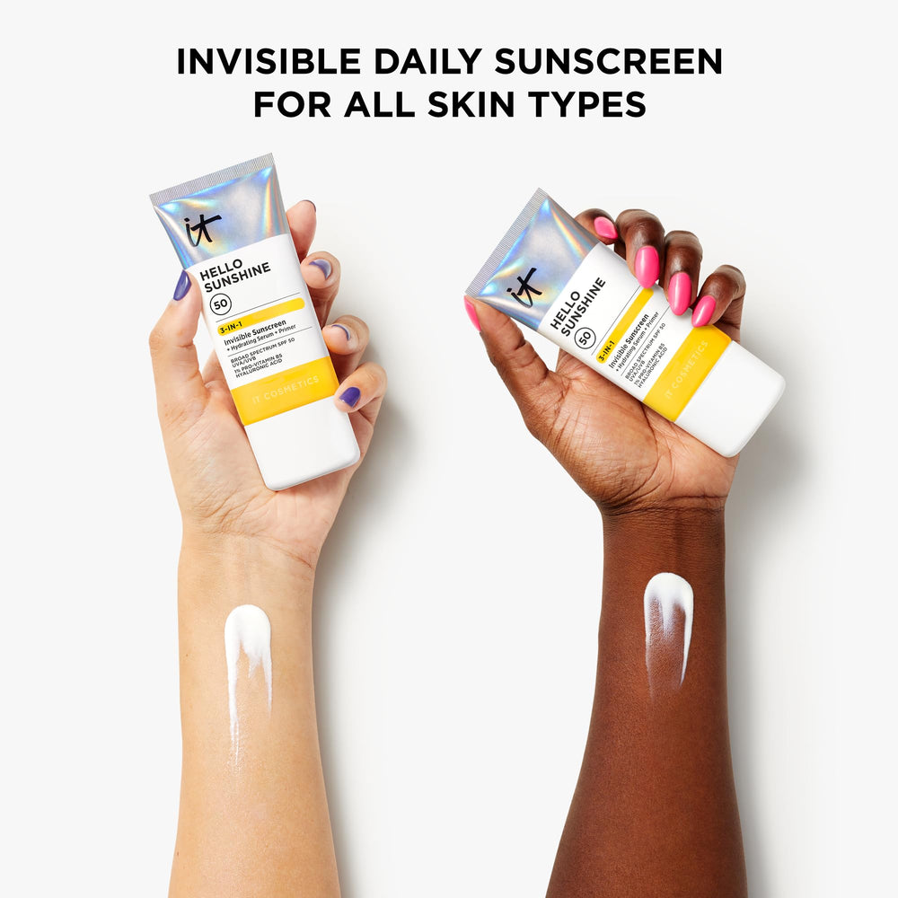 IT Cosmetics Hello Sunshine demonstrates non-comedogenic hydration in a lightweight formula.