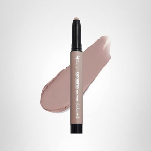 IT Cosmetics No-Tug taupe shade on eye look offers quick everyday versatility.