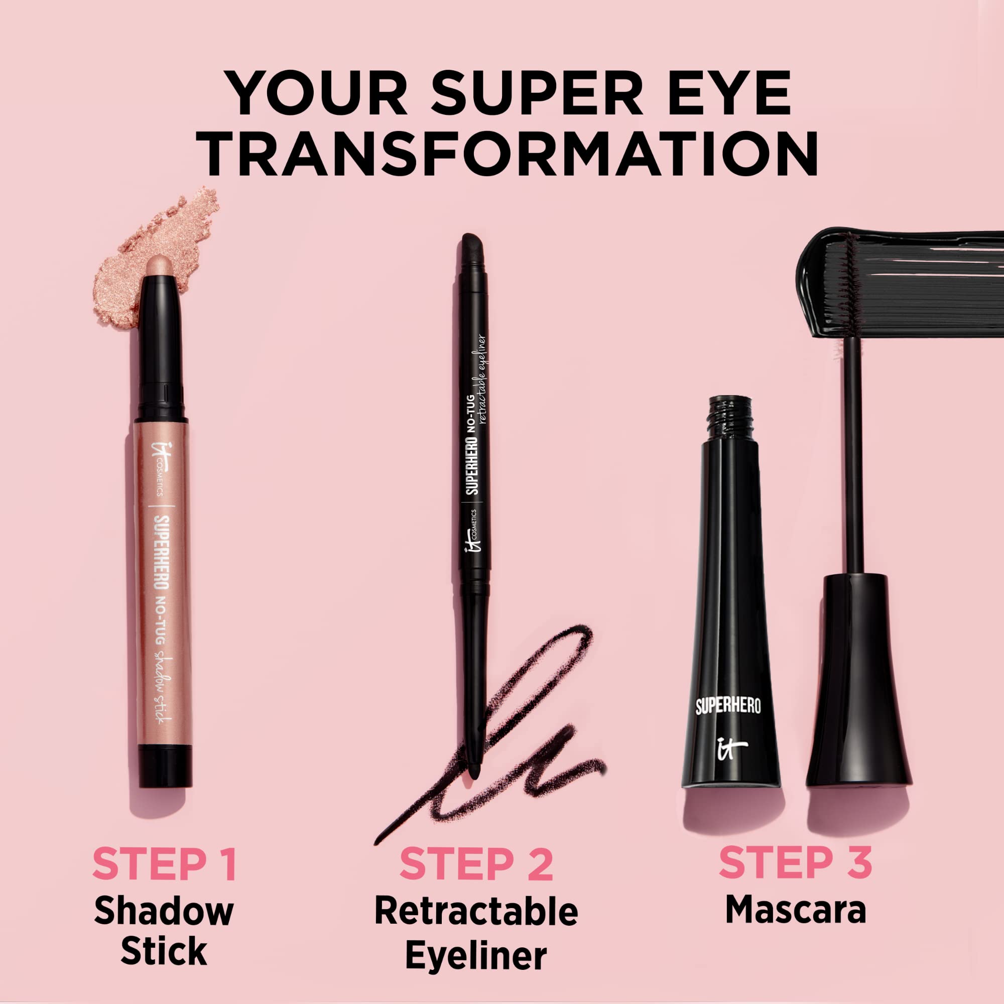 IT Cosmetics Superhero No-Tug brown eyeliner close-up shows easy twist-up design.