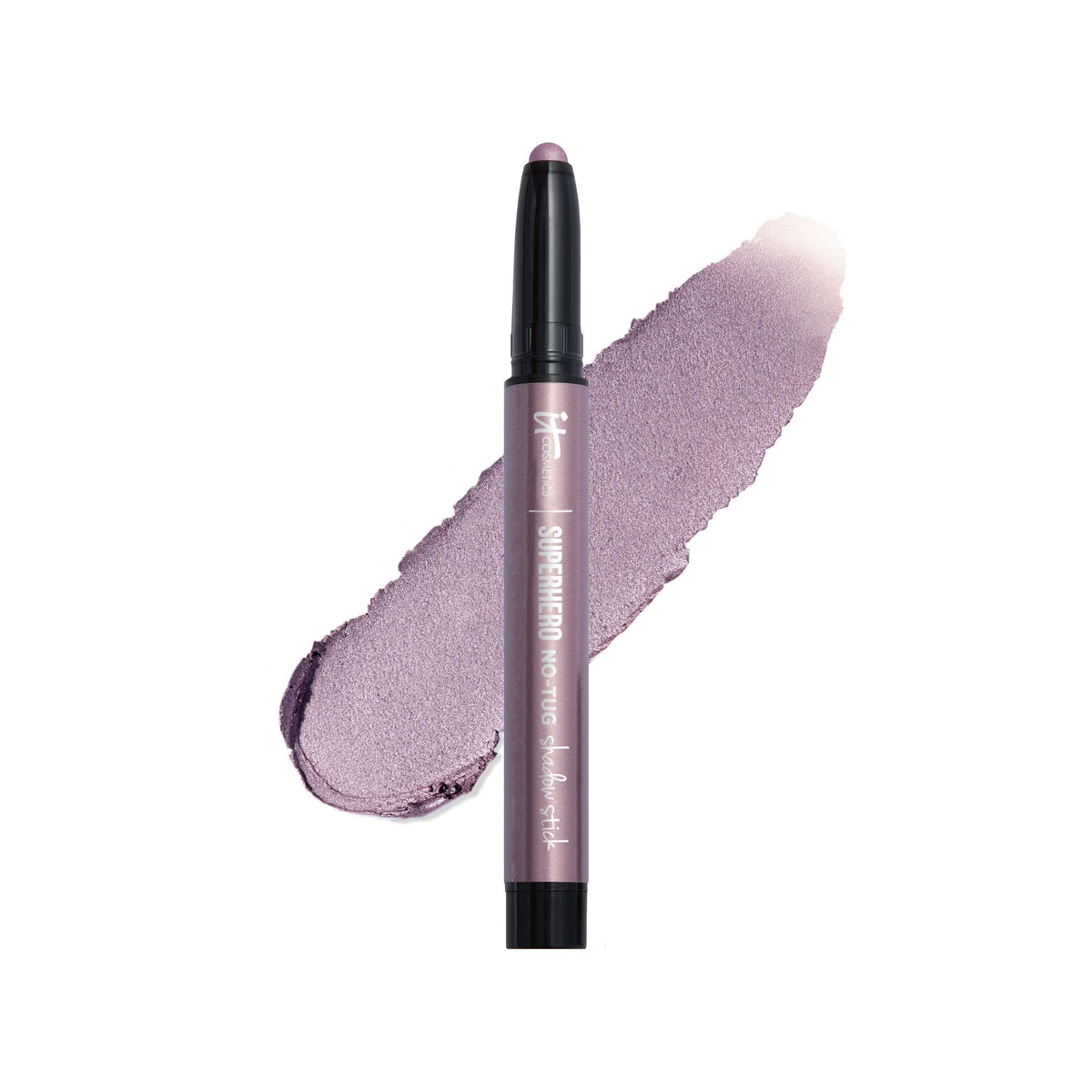 IT Cosmetics Superhero No-Tug Shadow Stick Epic Amethyst swatch for rich lavender-pearl color.
