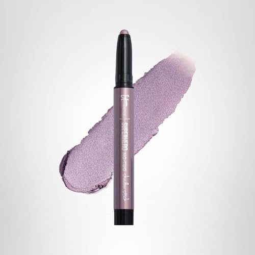 IT Cosmetics Superhero Epic Amethyst eye look with lavender-pearl finish.