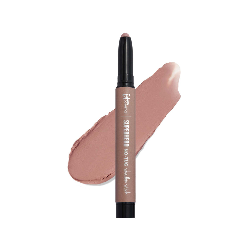 IT Cosmetics Superhero No-Tug eye shadow stick applies evenly with built-in primer for crease-free color.