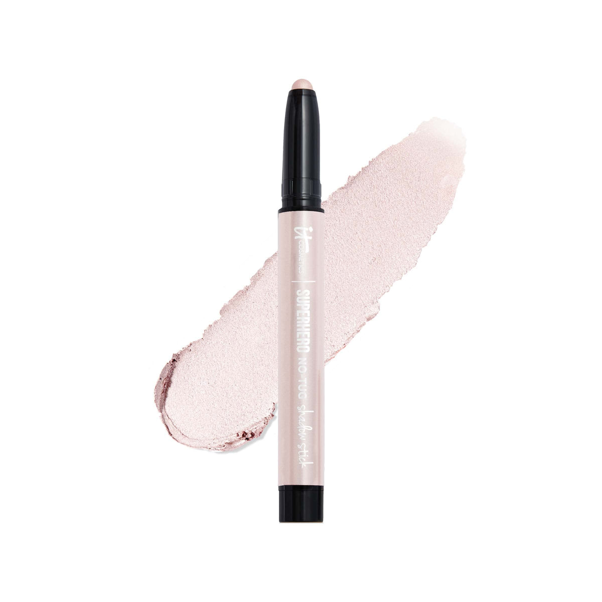 IT Cosmetics Superhero No-Tug Waterproof Shadow Stick Passionate Pearl applied smoothly for effortless color