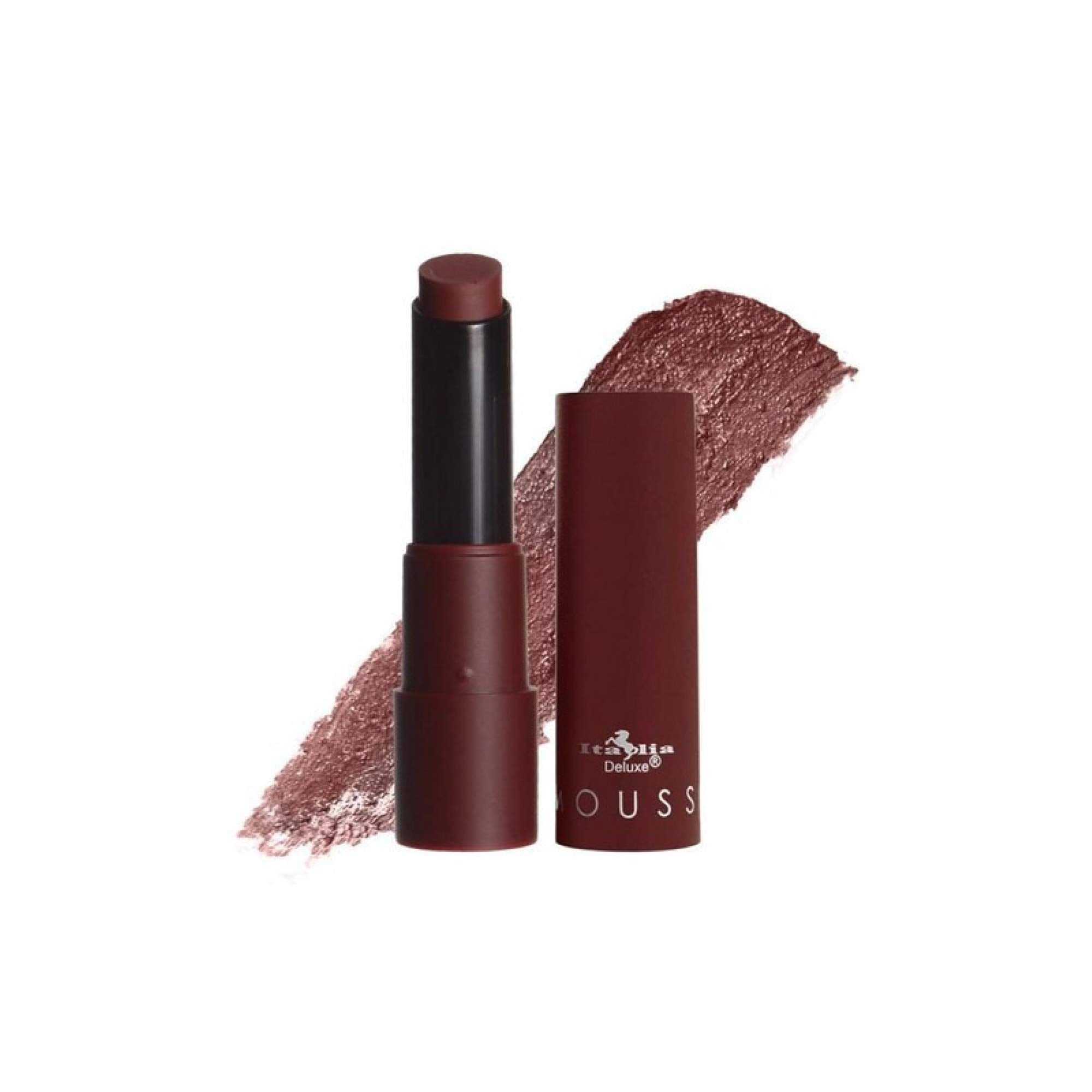 Italia Deluxe sweet chocolate swatches capture warm hue with long-lasting matte impact.