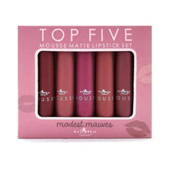 Italia Deluxe top-five mousse lipstick set packaging for gifting, premium gift-ready presentation