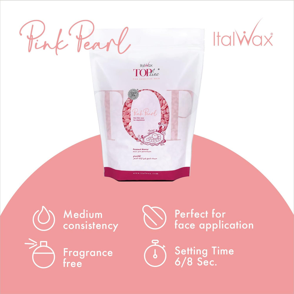Italwax Pink Pearl wax semi-creamy texture application closeup improves glide and precision.