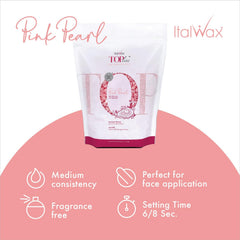 Italwax Pink Pearl wax semi-creamy texture application closeup improves glide and precision.