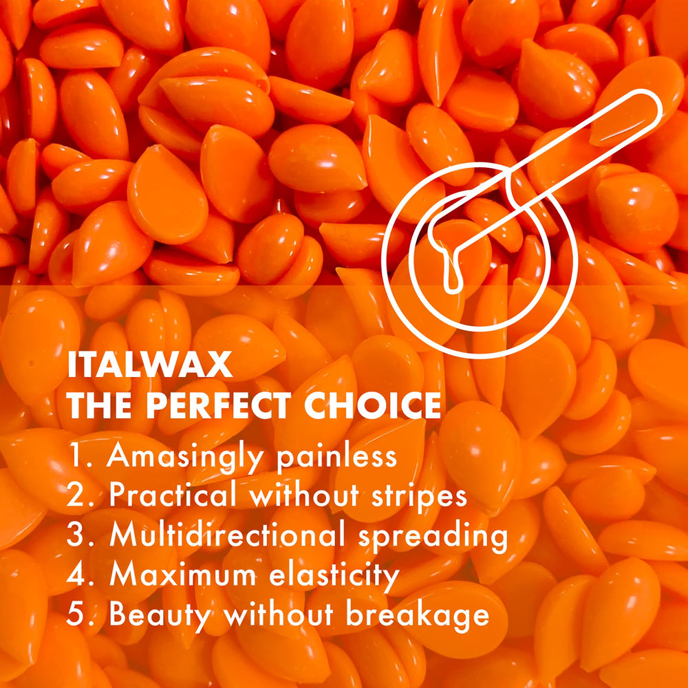 Italwax Top Line Coral Hard Wax applied to bikini area for precision waxing.