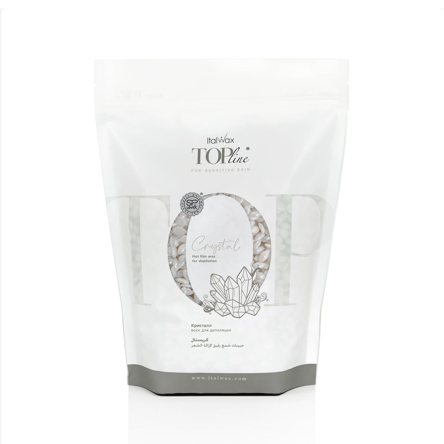Italwax Top Line Crystal Wax neutral white formula ideal for gentle facial application.