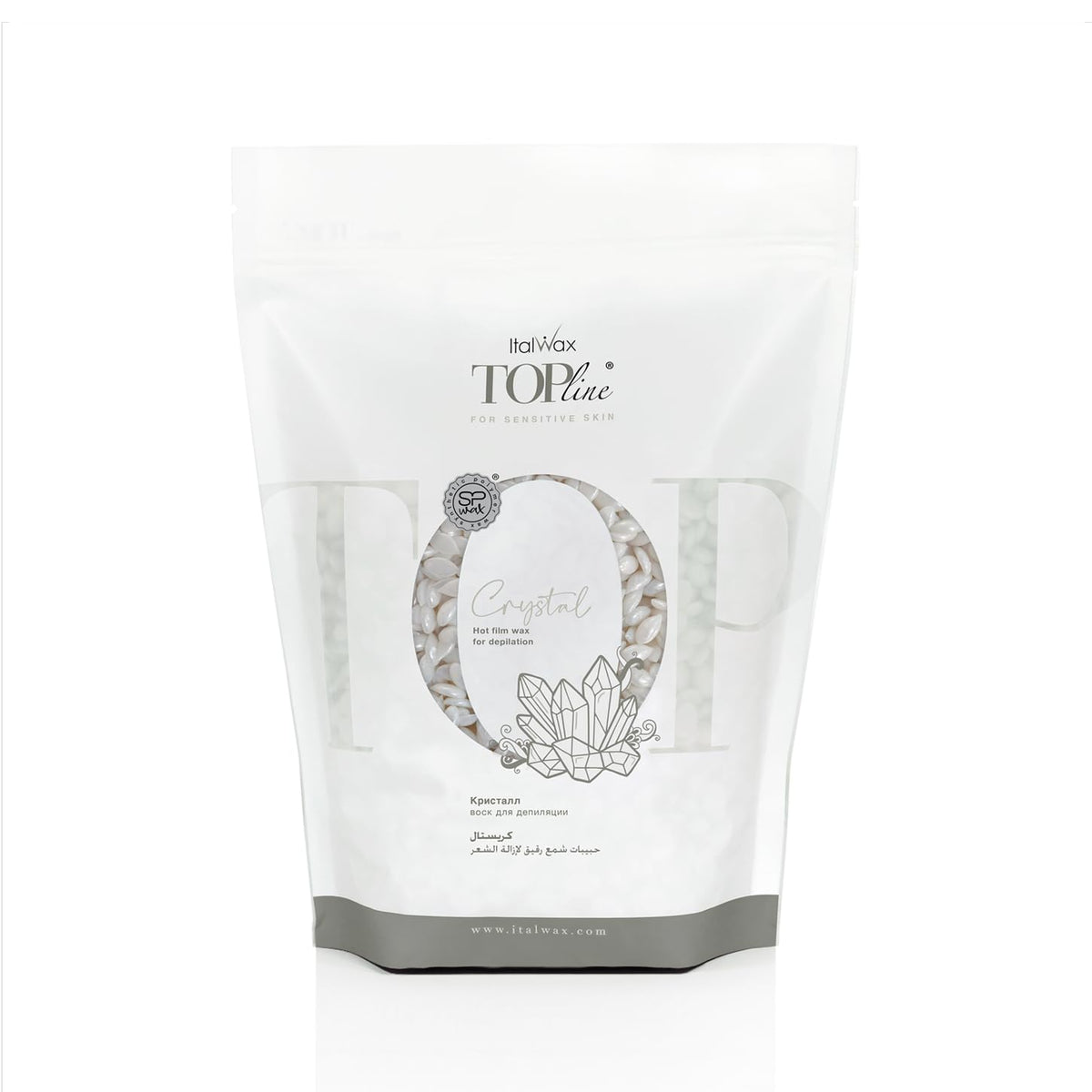 Italwax Top Line Crystal Wax neutral white formula ideal for gentle facial application.