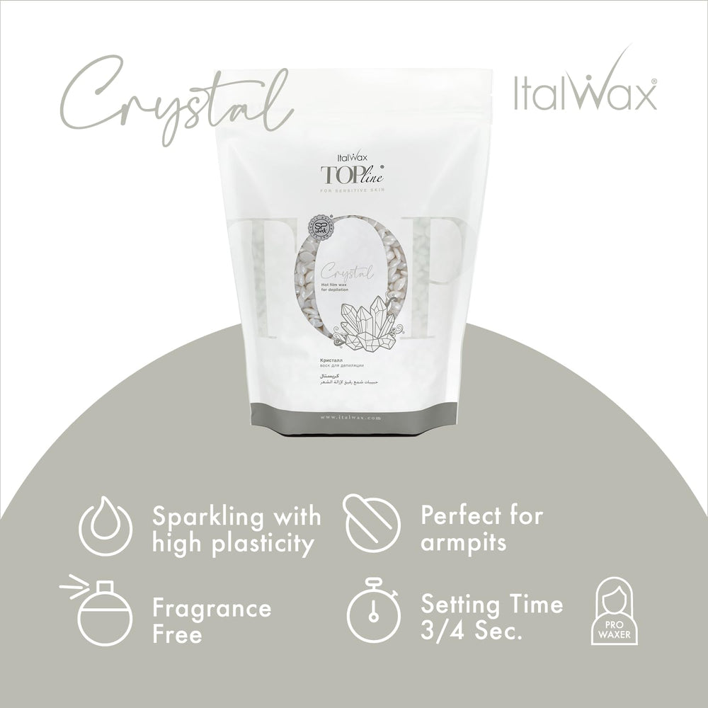 Italwax Top Line Crystal Wax fragrance- and colorant-free for reactive skin.