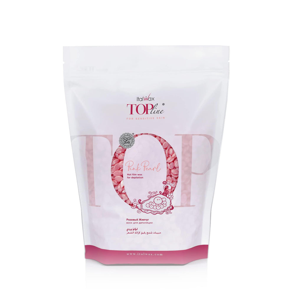 Italwax Top Line Pink Pearl wax tub for precise facial waxing.