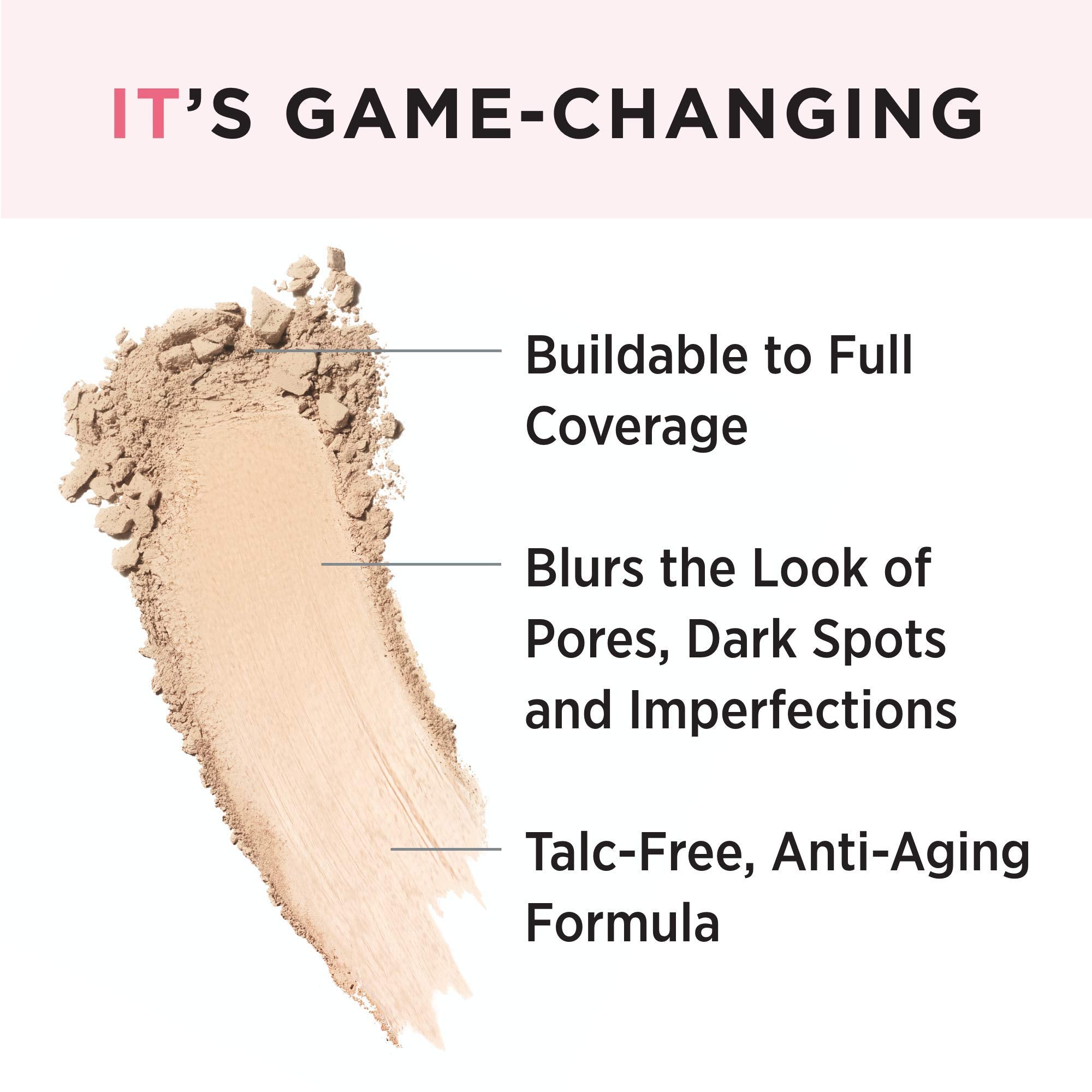 IT Cosmetics CC+ Airbrush Powder applied with brush delivers lightweight buildable coverage.