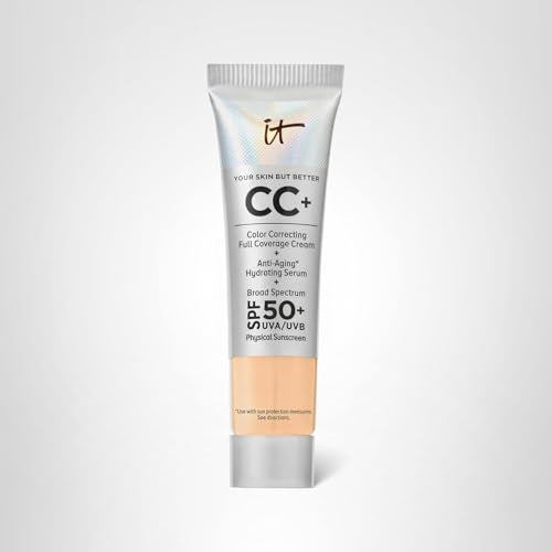 IT Cosmetics CC+ Cream no white cast with clear SPF on deeper tones for invisible sun protection.