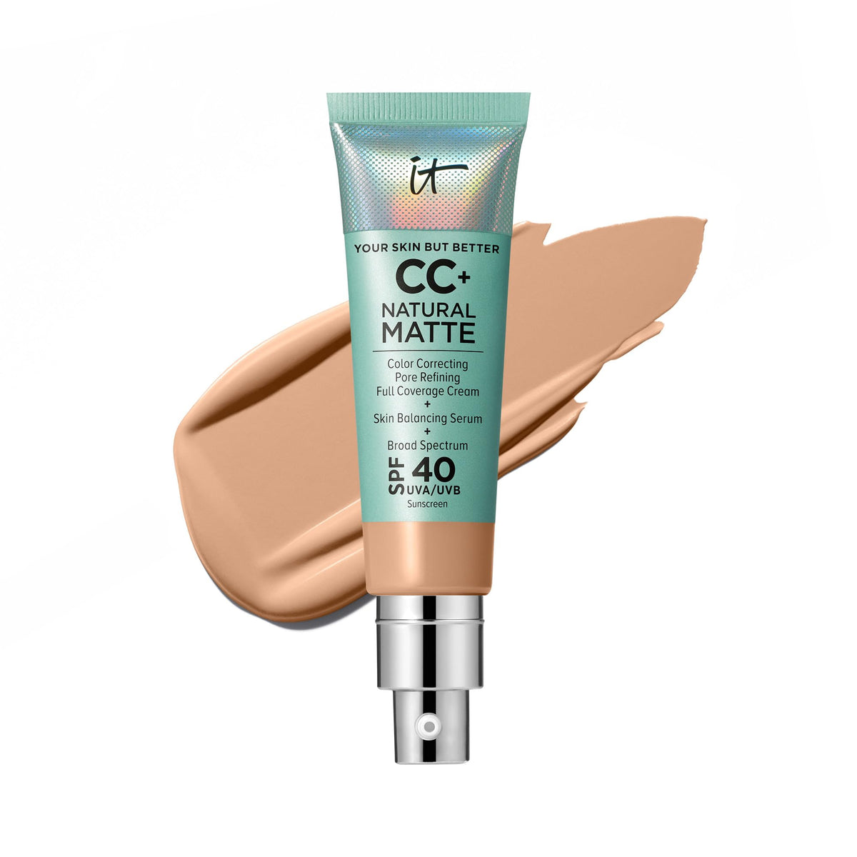 IT Cosmetics CC+ Cream Natural Matte bottle-pump shows oil-control formulation