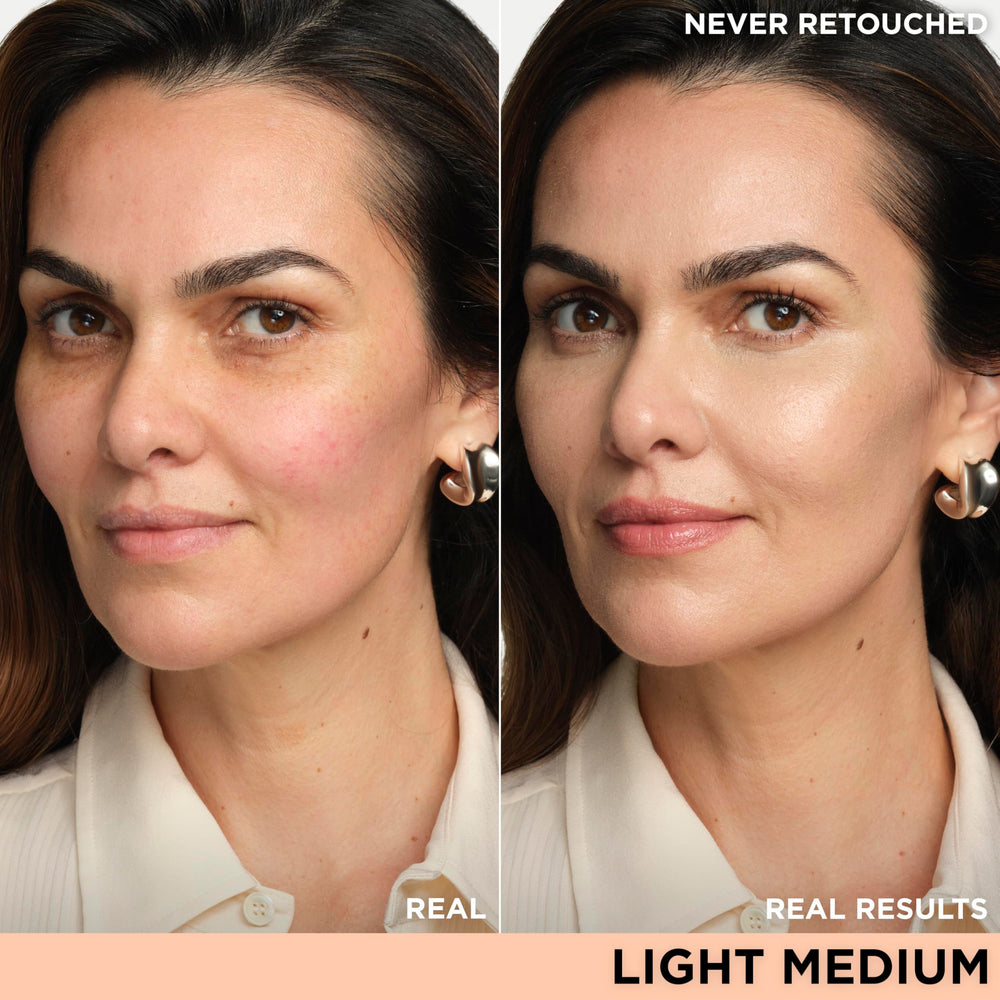 IT Cosmetics CC+ Illumination swatch on skin emphasizes color correction and glow.