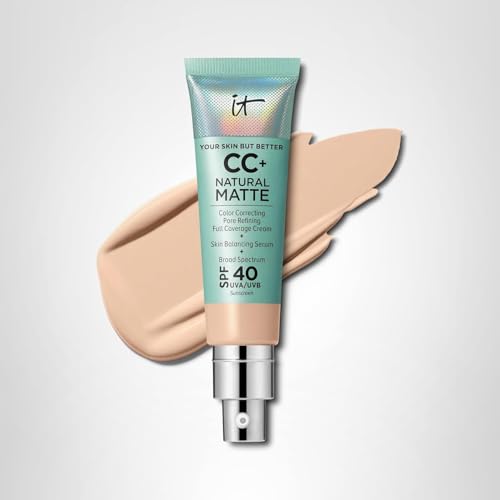 IT Cosmetics CC+ Cream Natural Matte Fair Light finished complexion appears noncomedogenic.