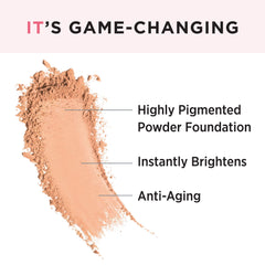 IT Cosmetics Celebration Foundation Illumination tan compact open showing luminous powder texture.
