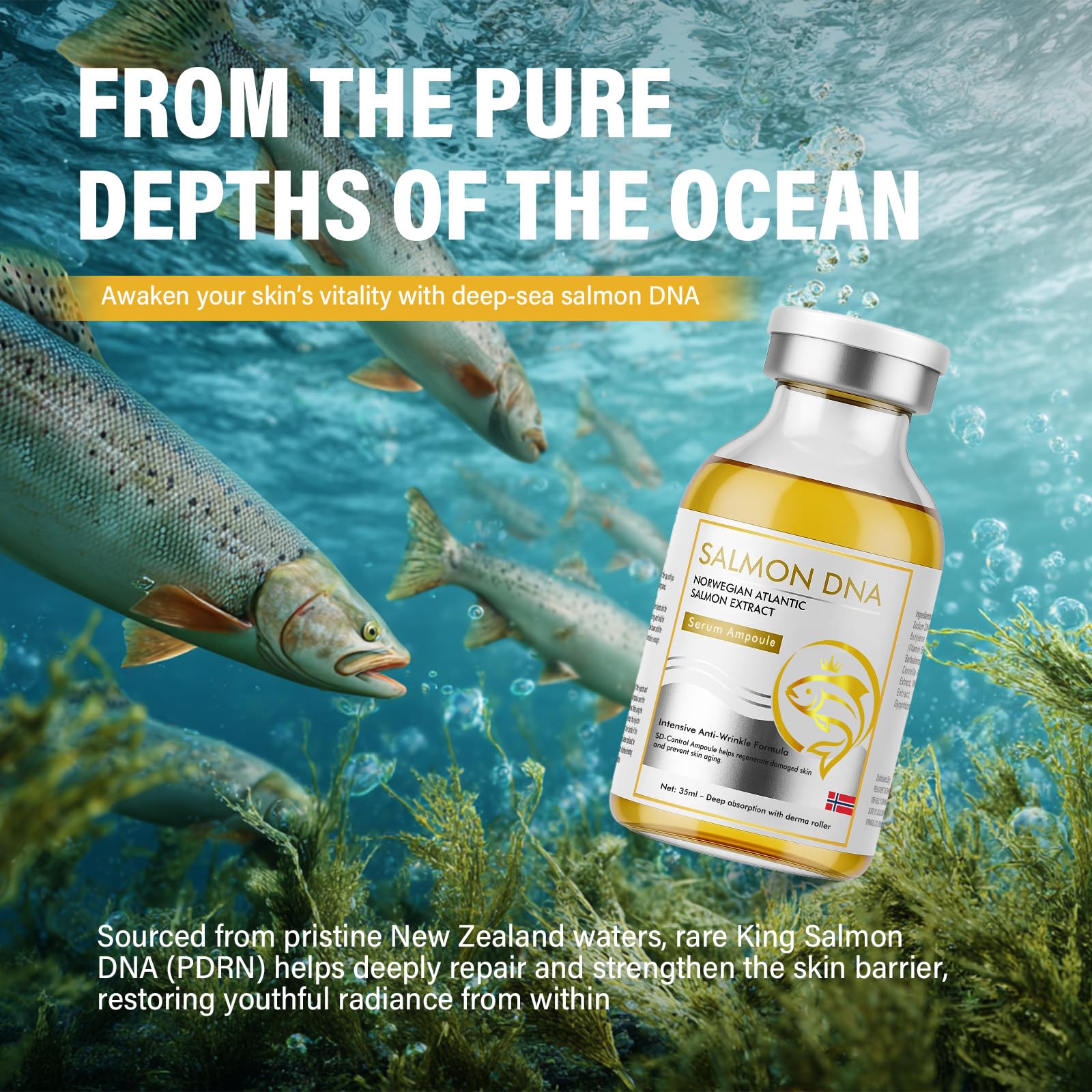ITECFREELY Salmon DNA Serum dropper highlights rich, nourishing texture