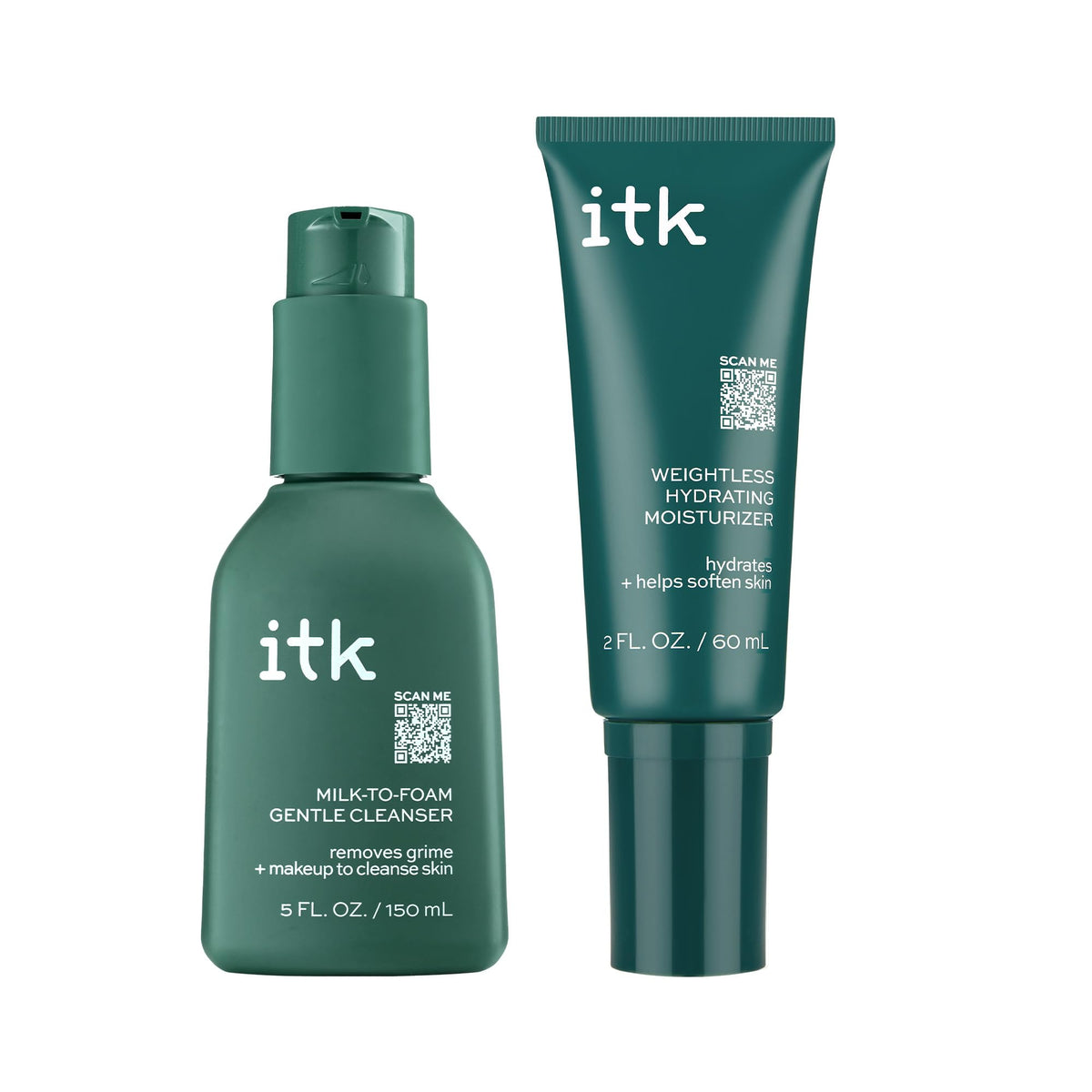 ITK Skincare cleanser bottle with pump demonstrates gentle makeup removal for daily cleanse.