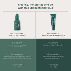ITK Skincare makeup remover action shot captures 2-in-1 convenience during cleansing.