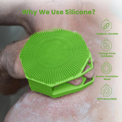 iTokGoK dual-sided silicone scrubber close-up with bristles and exfoliating fins