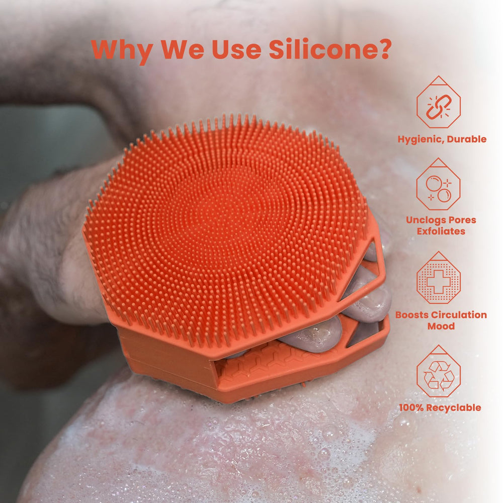 itokgok orange scrubber with scrubbing fins delivers deeper cleansing.
