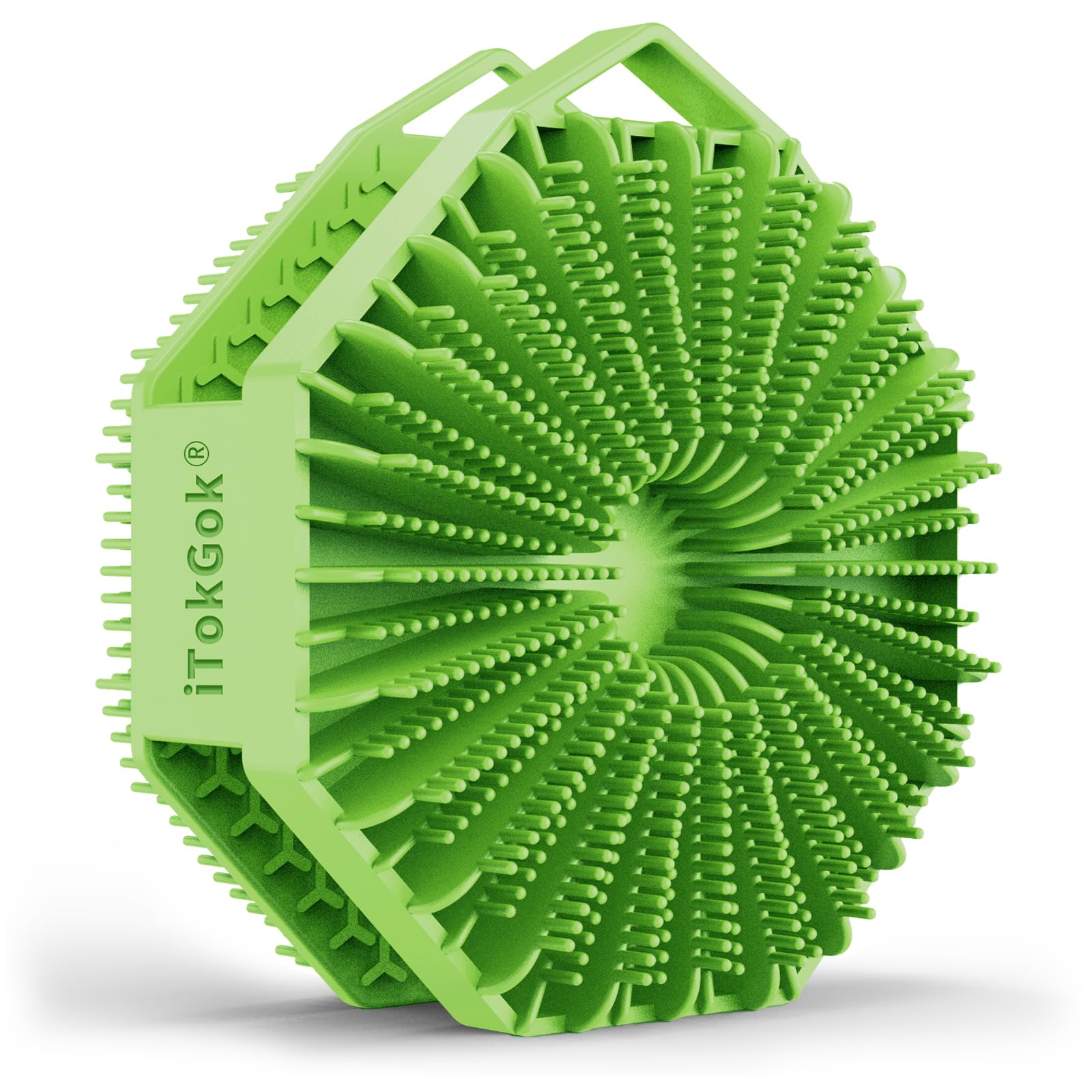 iTokGoK premium silver-infused silicone scrubber front view showing dual-sided design for gentle cleansing