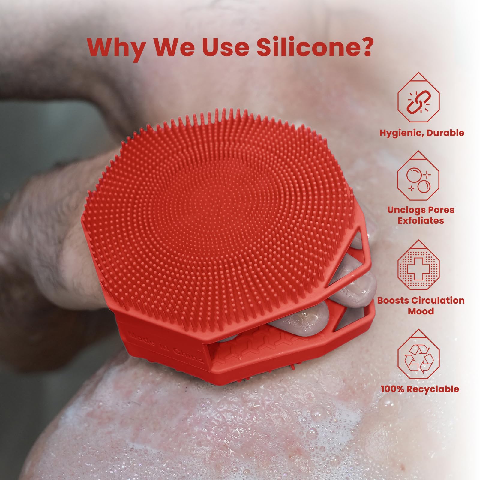 iTOKGOK silicone scrubber boosts lather with any soap or body wash