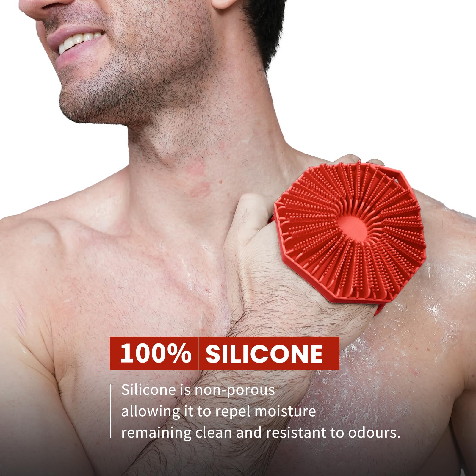 iTOKGOK silicone scrubber with scrubbing fins for deeper exfoliation