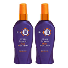 It's a 10 Haircare Miracle Leave-In Keratin Spray bottle-1 for detangling and heat protection.