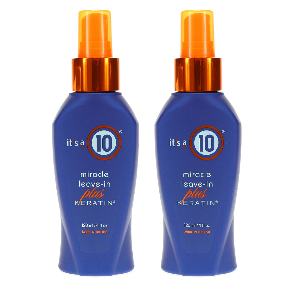 It's a 10 Haircare Miracle Leave-In Keratin Spray bottle for easy detangling and shine