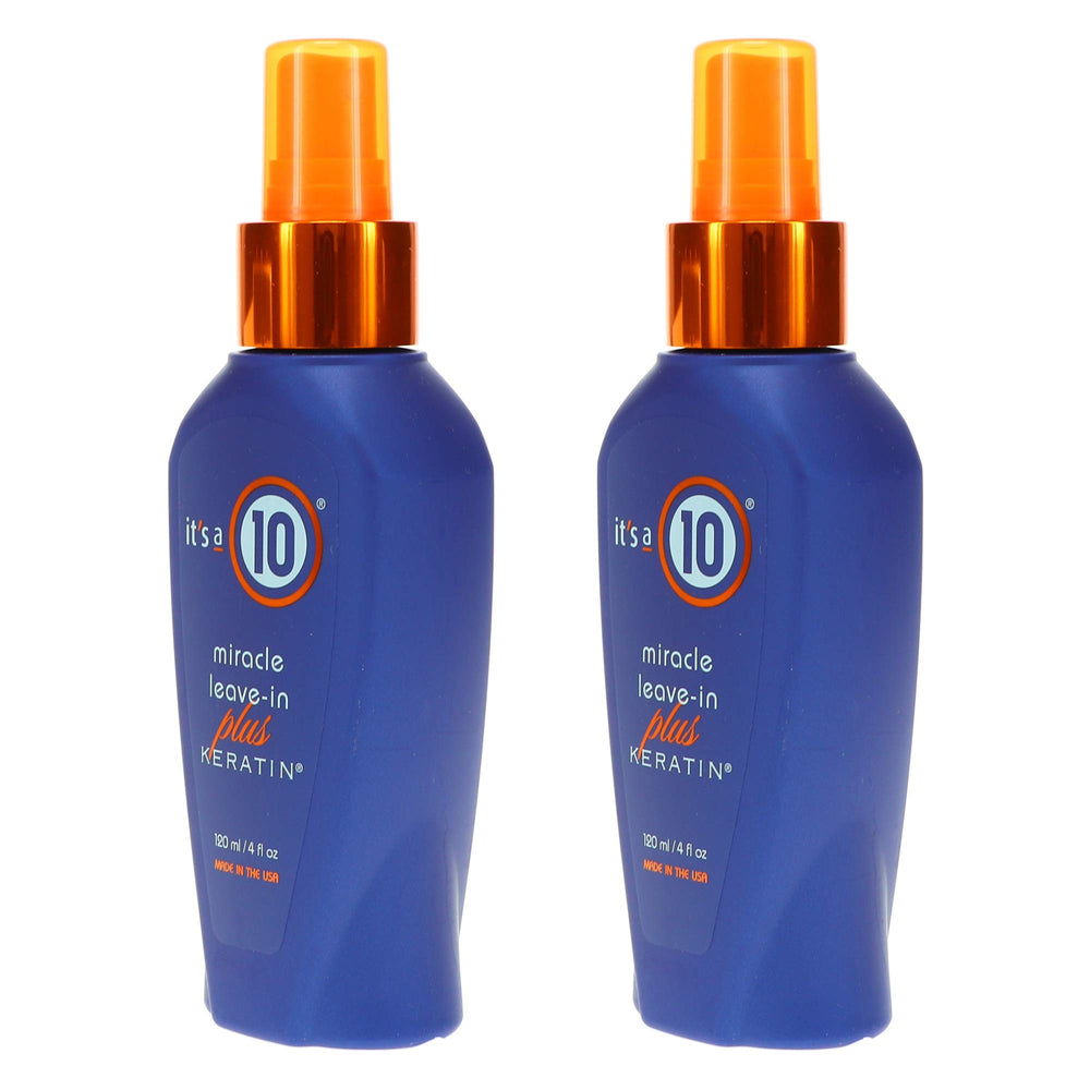 It's a 10 Haircare Miracle Leave-In Keratin Spray dispense shows controlled application for even coverage