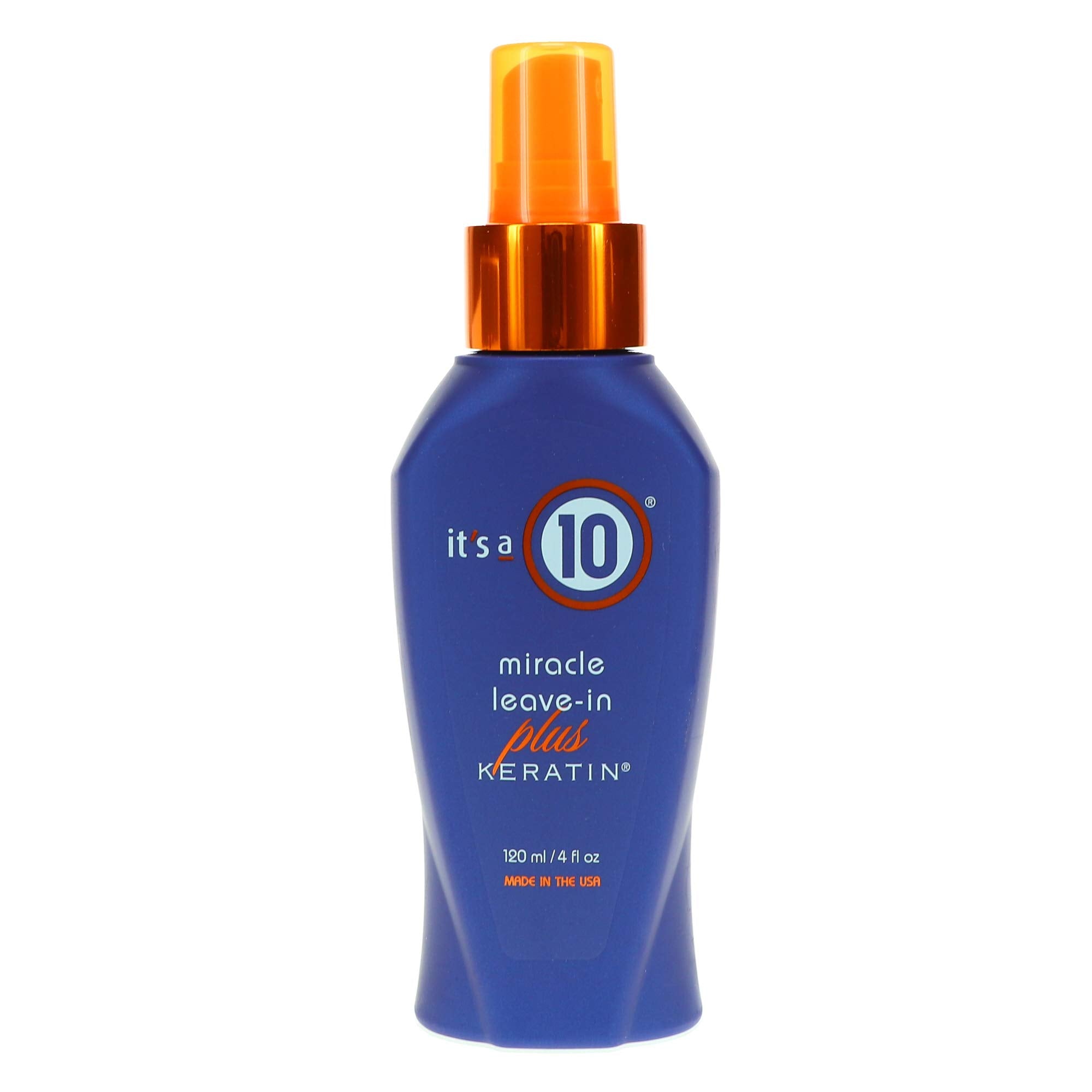 It's a 10 Haircare Miracle Leave-In Keratin Spray on dry hair for frizz control