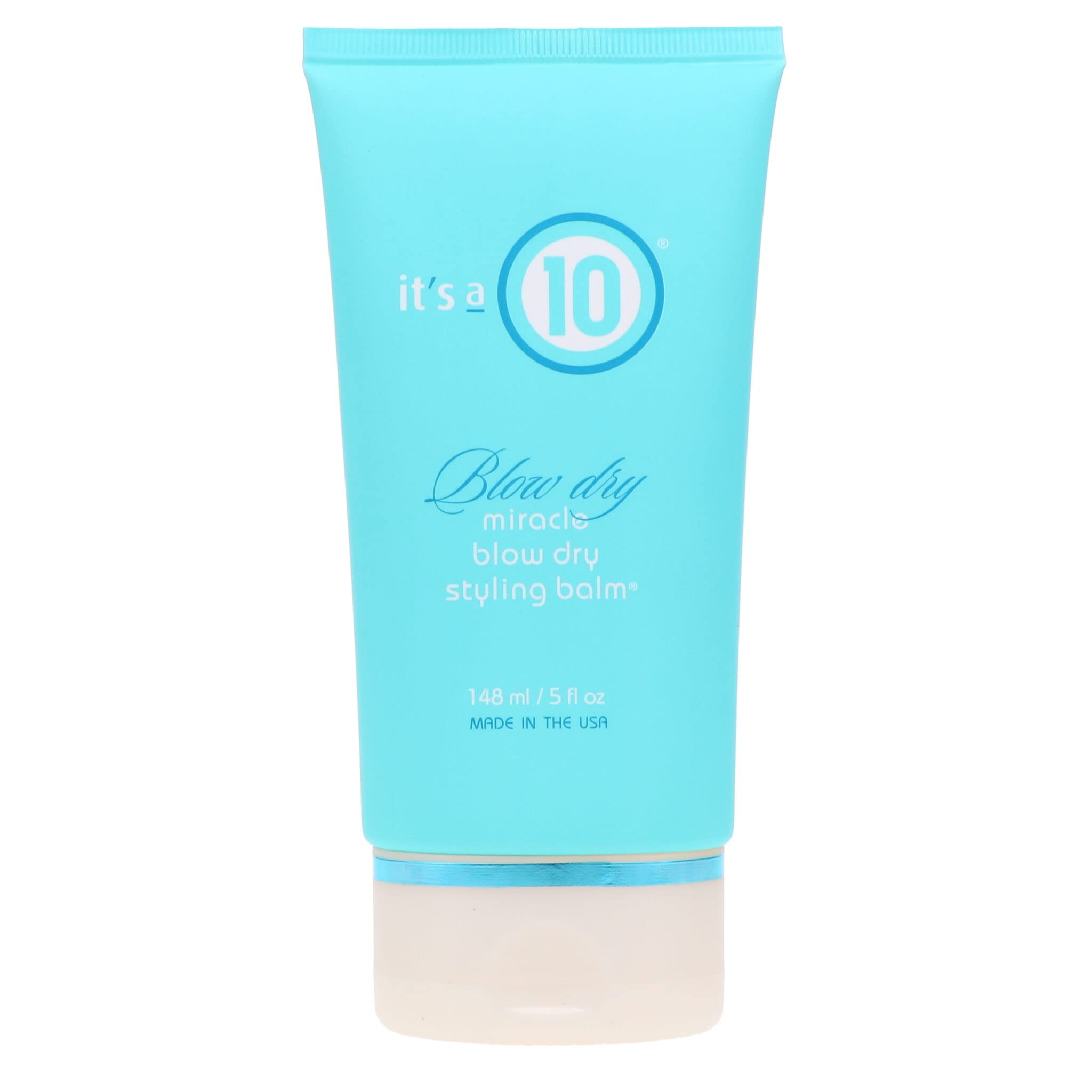 It's a 10 Miracle Blow Dry Styling Balm bottle showing frizz control and shine