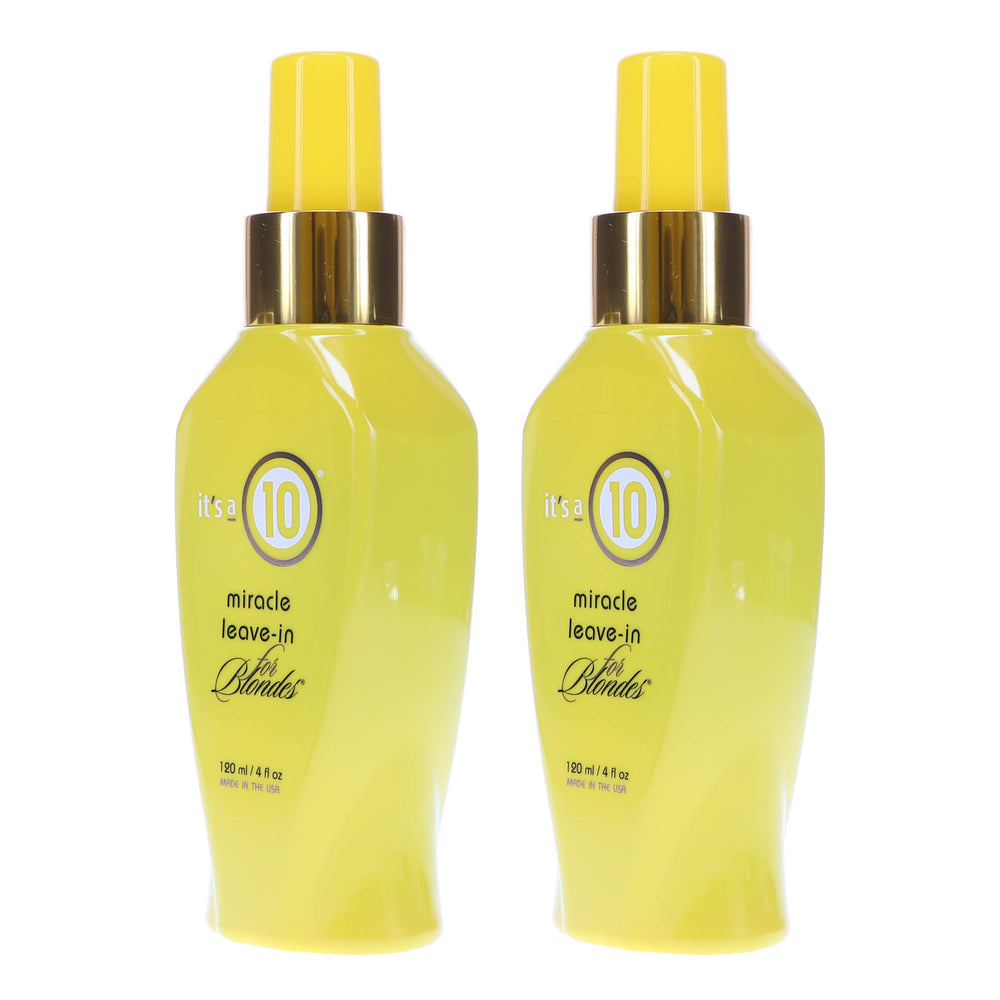 Its A 10 Miracle Blonde Leave-In bottle close-up shows brass-neutralizing color-correcting potential