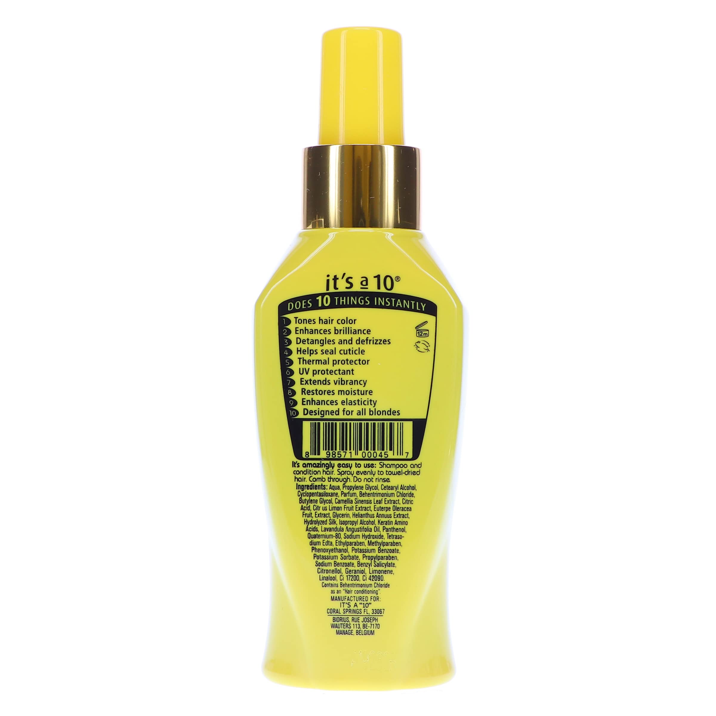 Its A 10 Miracle Blonde Leave-In close-up demonstrates luminous blonde tonality