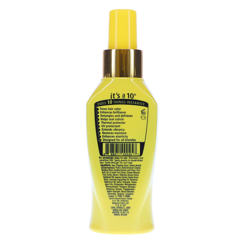 Its A 10 Miracle Blonde Leave-In close-up demonstrates luminous blonde tonality