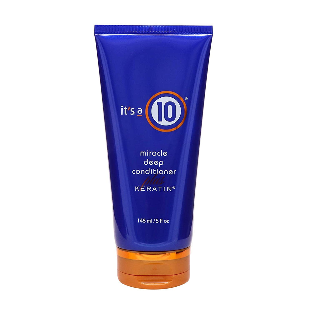 It's A 10 Deep Conditioner keratin jar demonstrates hydrated, smooth, elastic hair with bounce.