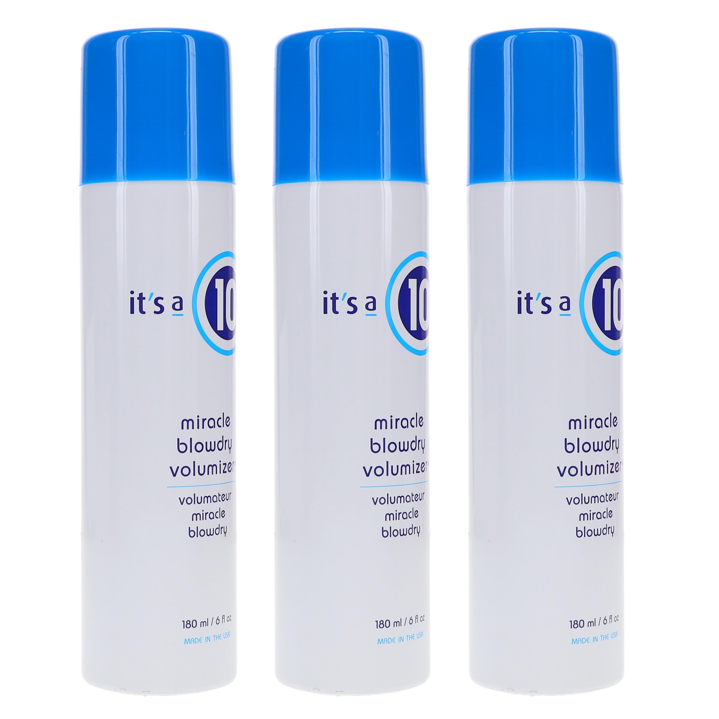 It's a 10 Haircare Miracle Blowdry Volumizer displayed at bathroom sink.
