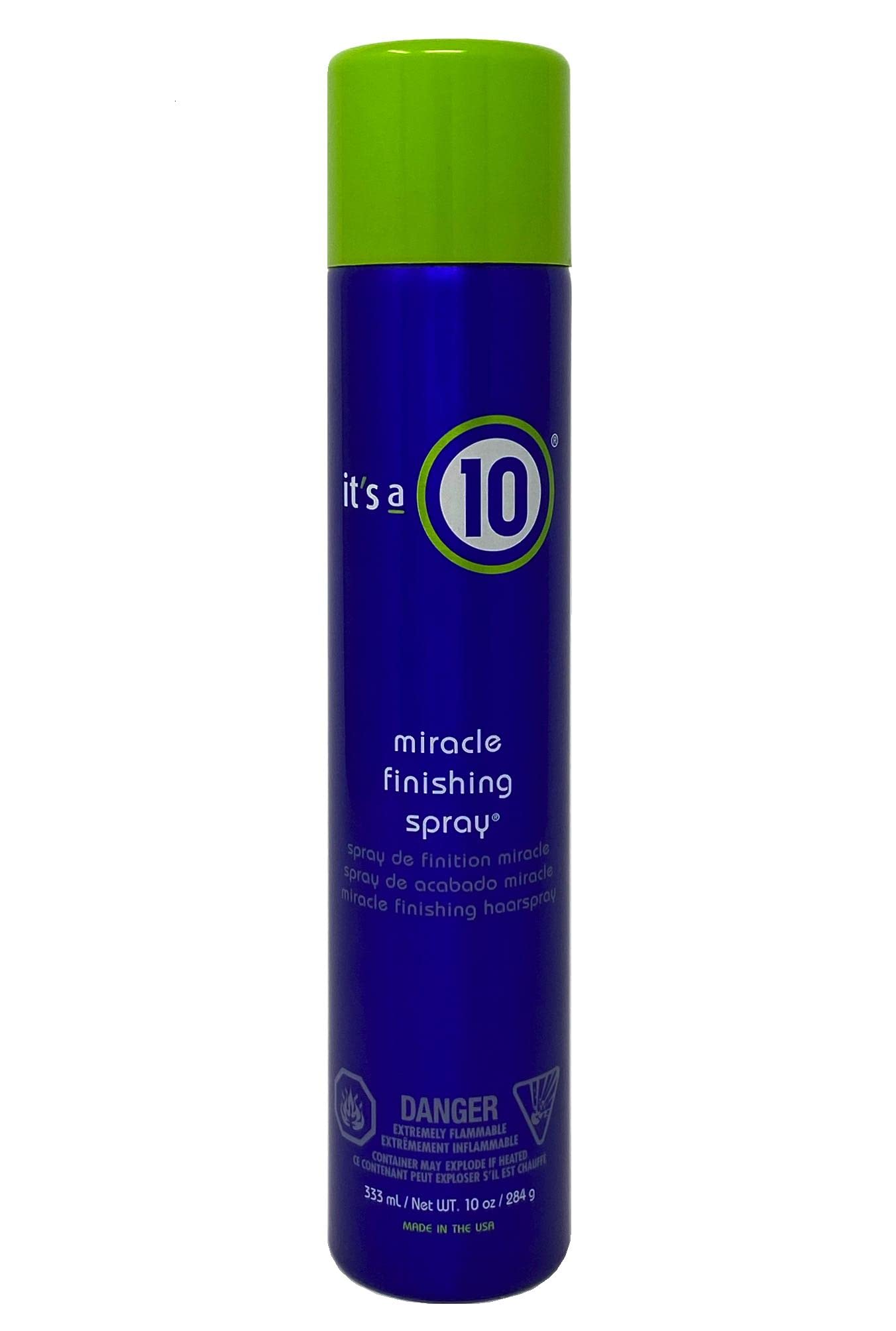 Its a 10 Haircare Miracle Finishing Spray bottle seals strands for a polished, brushable finish