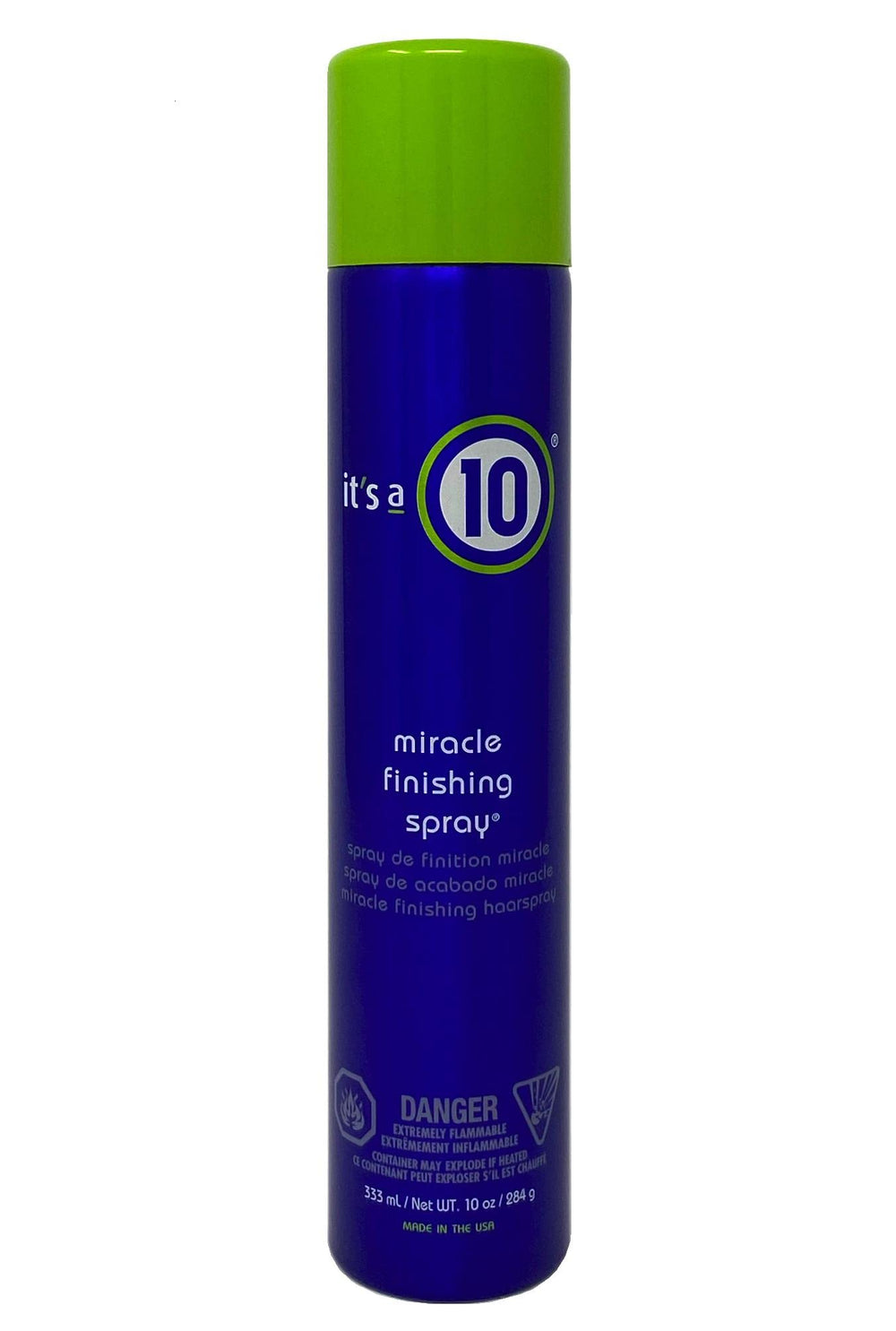 Its a 10 Haircare Miracle Finishing Spray bottle seals strands for a polished, brushable finish